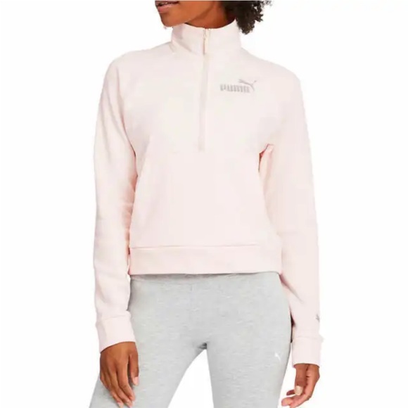 Puma half zip pull over sweatshirt. Women’s size large in powder pink. - Picture 3 of 7